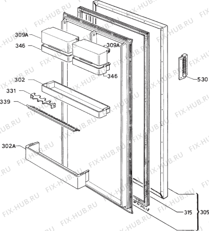 Взрыв-схема холодильника Zanussi DR83L - Схема узла Door 003